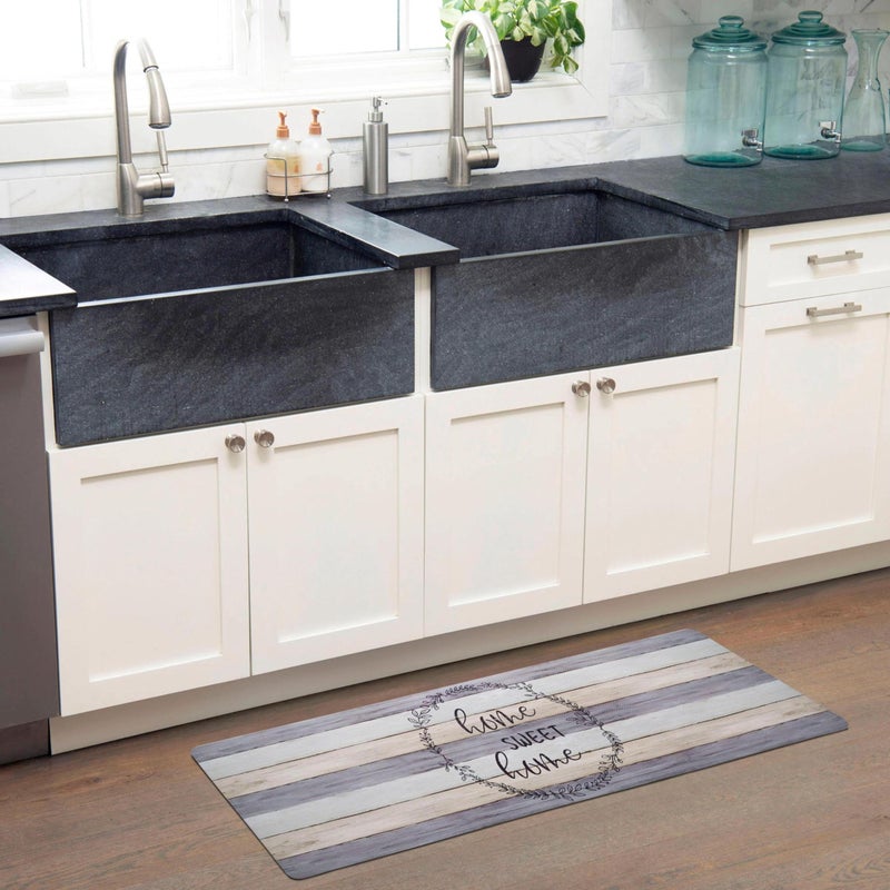 Home Dynamix Cozy Living Home Sweet Home Modern Farmhouse Runner Anti-Fatigue Kitchen Mat, Non-Slip Floor Mat, Padded Standing Desk Mat, Grey/Beige, 17.5"x55" - Image 2